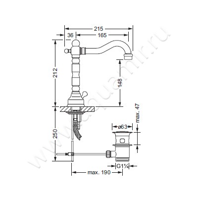 Смеситель для раковины Joerger Delphi 109.30.305.000 размеры