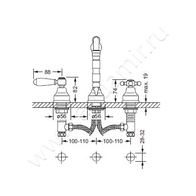 Смеситель для раковины Joerger Delphi 109.30.305.000 размеры