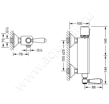 Смеситель для душа Joerger Delphi 109.20.255.000 размеры