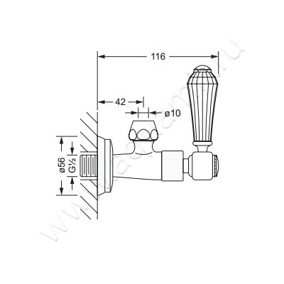 Угловой вентиль Joerger Delphi Deco 129.12.100.000-11 размеры
