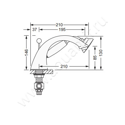 Смеситель для ванны Joerger Delphi Deco 129.40.100.000-11 размеры