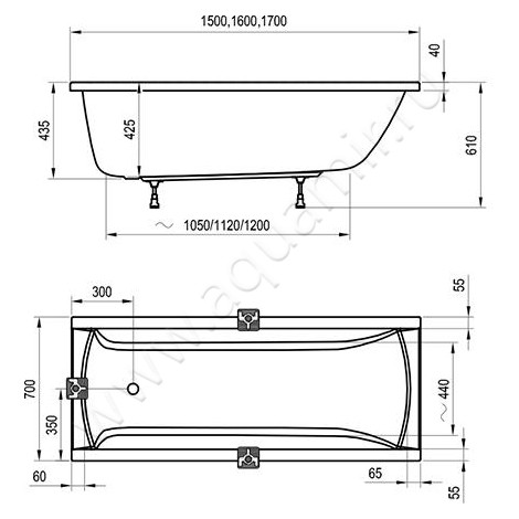Акриловая ванна Ravak Classic C531000000 размеры