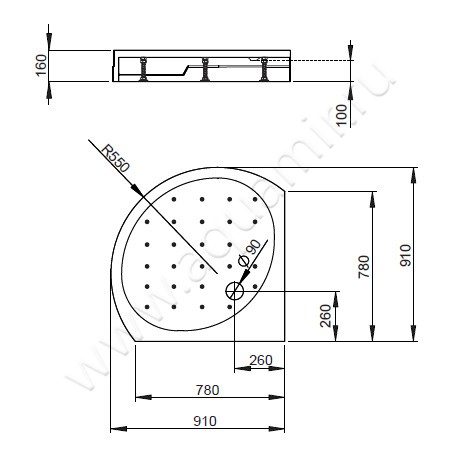 Акриловый поддон для душа Radaway Rodos B 4D99155-03 размеры