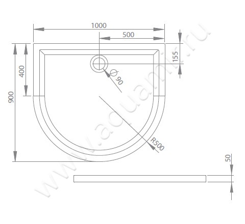 Акриловый поддон для душа Radaway Delos P 4Z19035-03N размеры