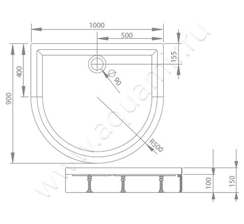 Акриловый поддон для душа Radaway Delos P 4Z19150-03N размеры