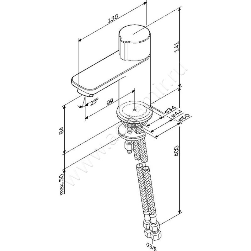 Смеситель для раковины AM.PM X-Joy F85A02522 размеры