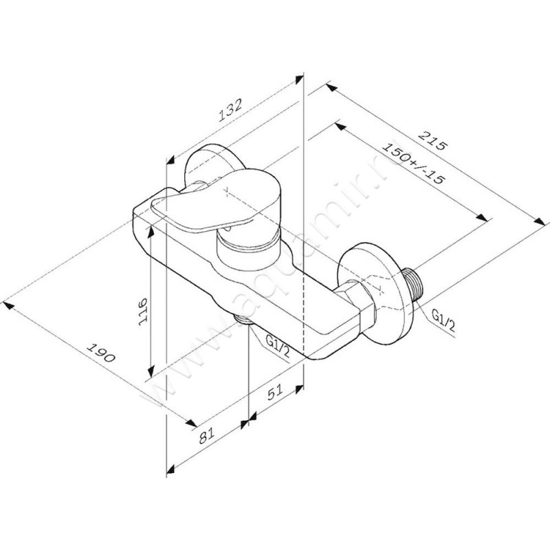 Смеситель для душа AM.PM X-Joy F85A20033 размеры