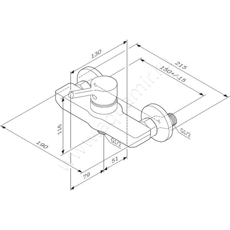 Смеситель для душа AM.PM X-Joy F85B20000 размеры
