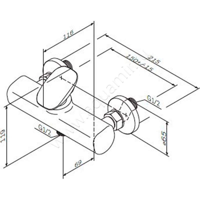 Смеситель для душа AM.PM Spirit V2.0 F70A20000 размеры