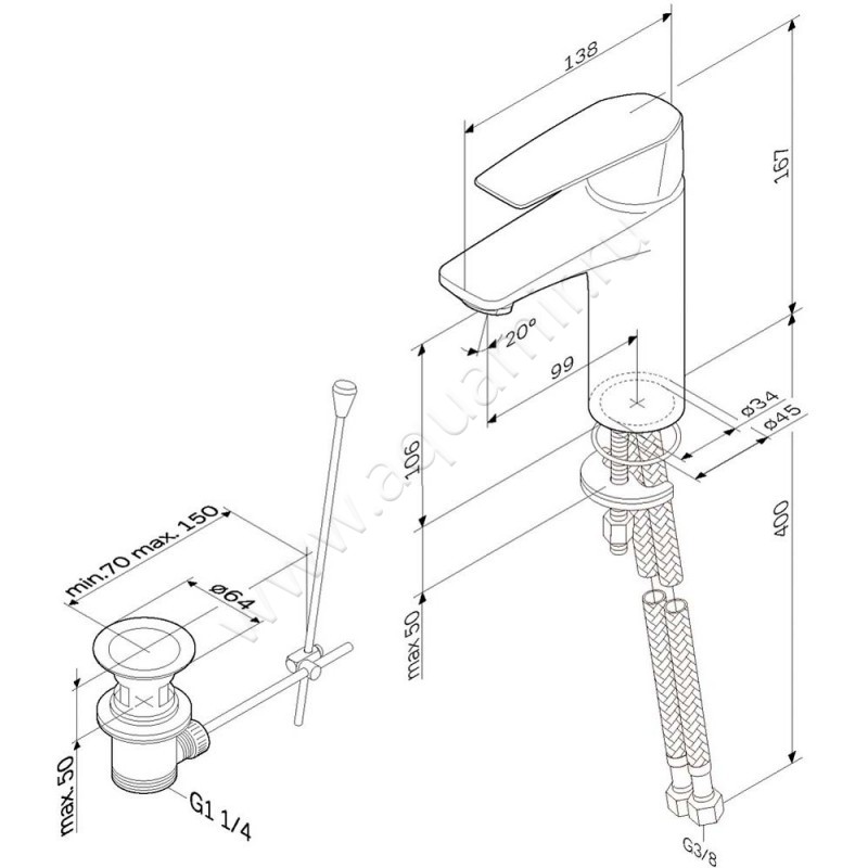 Смеситель для раковины AM.PM Gem F90A82100 размеры