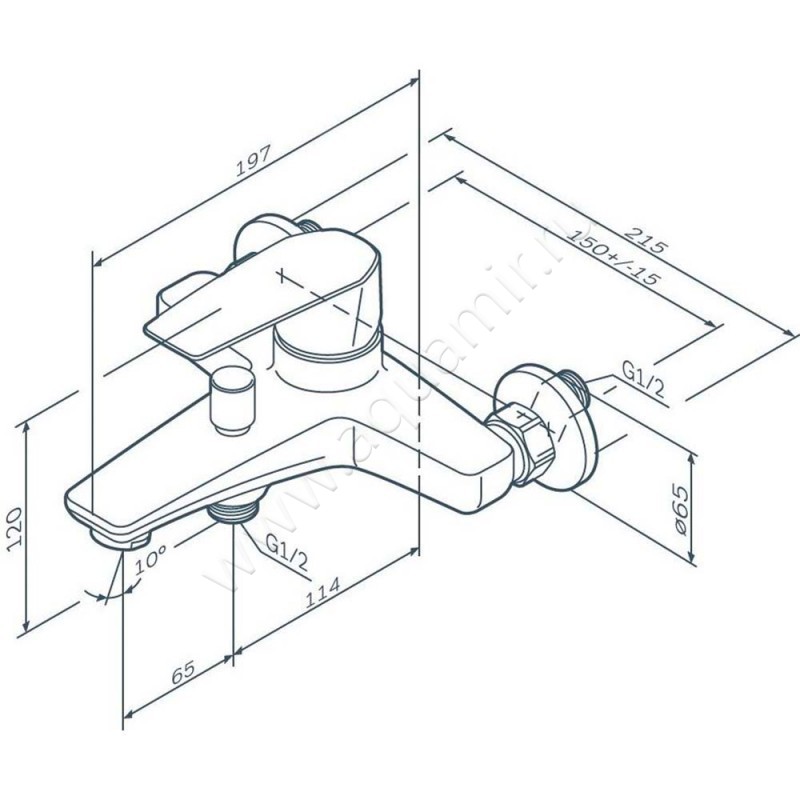 Смеситель для ванны AM.PM Gem F90A10000 размеры