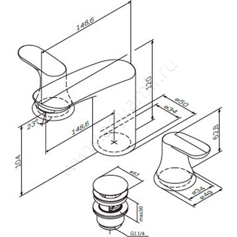 Смеситель для раковины AM.PM Like F8008000 размеры