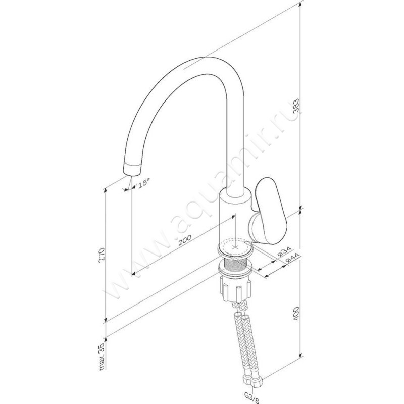 Смеситель для кухни AM.PM Like F8007111 размеры