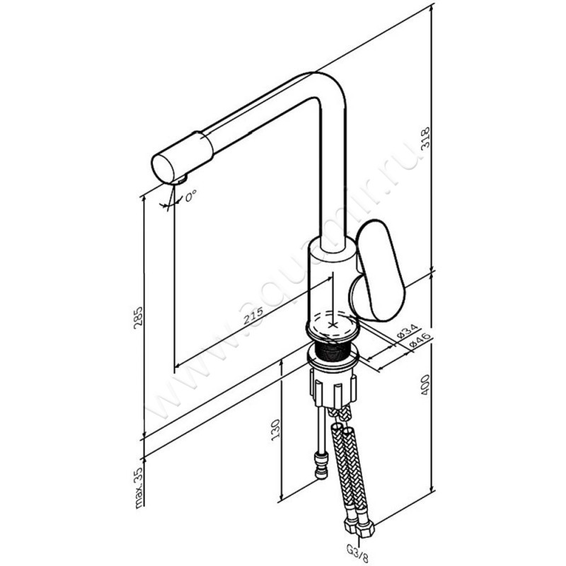 Смеситель для кухни AM.PM Like F8005711 размеры