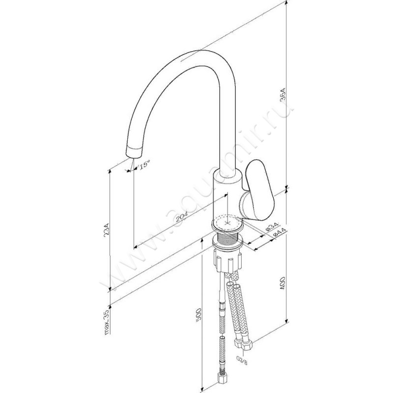 Смеситель для кухни AM.PM Like F8007700 размеры