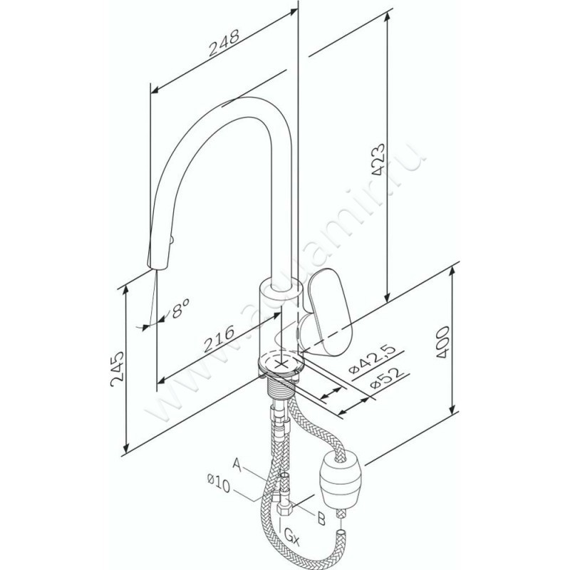 Смеситель для кухни AM.PM Like F8012000 размеры