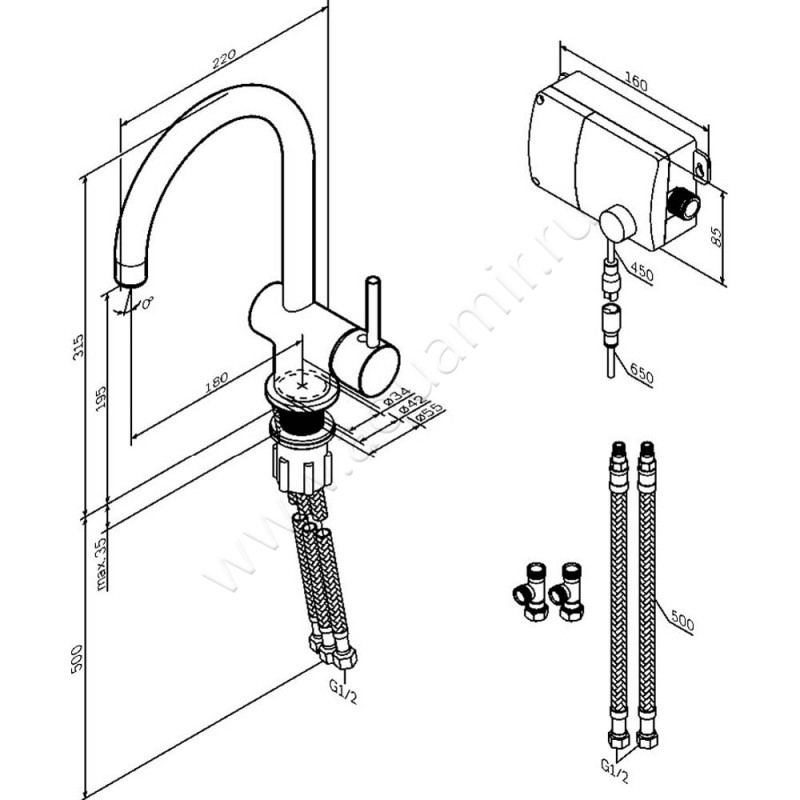 Смеситель для кухни AM.PM Like F8007900 размеры