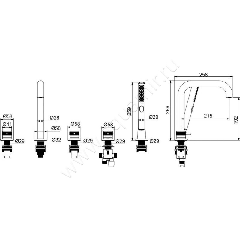 Смеситель на борт ванны Allen Brau Priority 5.31007-31 размеры