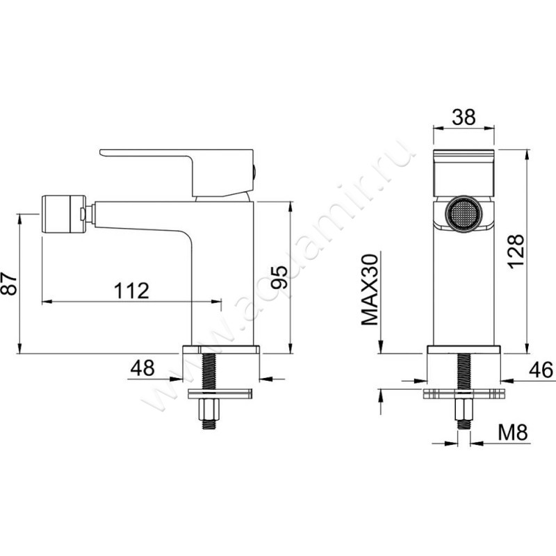 Смеситель для биде Allen Brau Infinity 5.21004-31 размеры