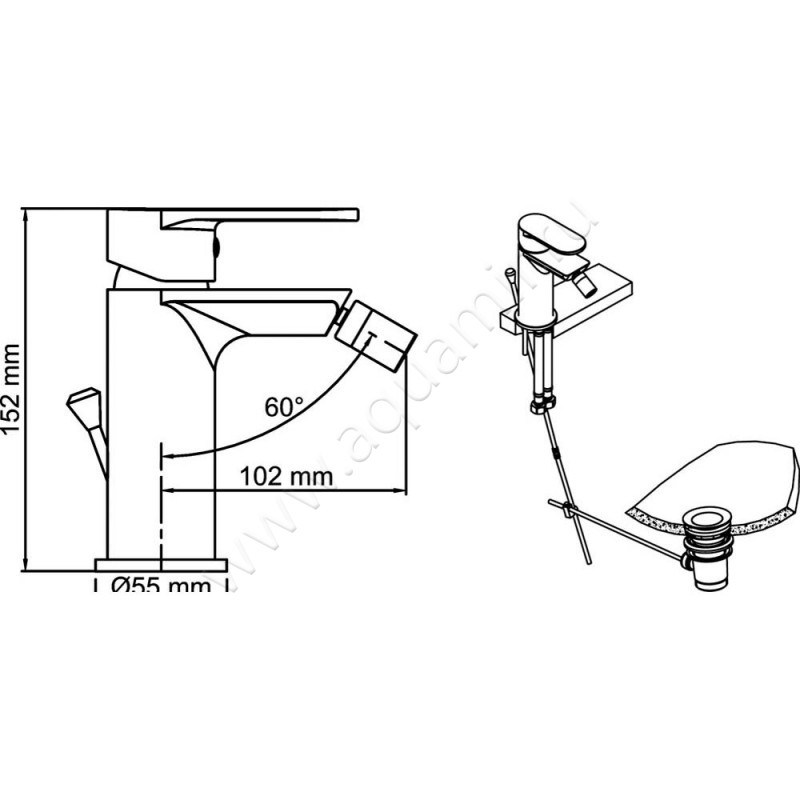 Смеситель для биде Wasserkraft Elbe 7406 размеры