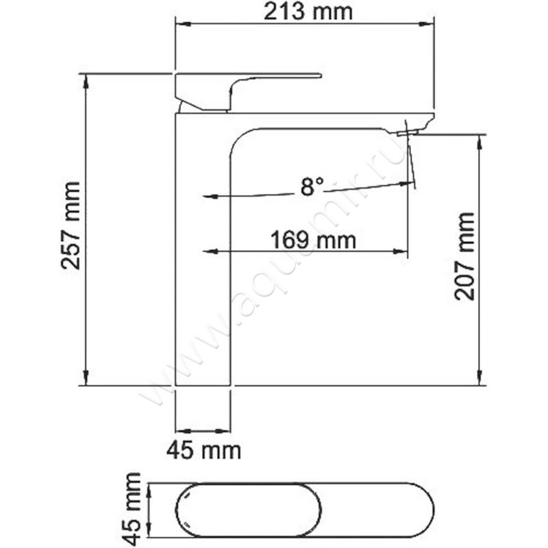 Смеситель для раковины Wasserkraft Elbe 7403H размеры
