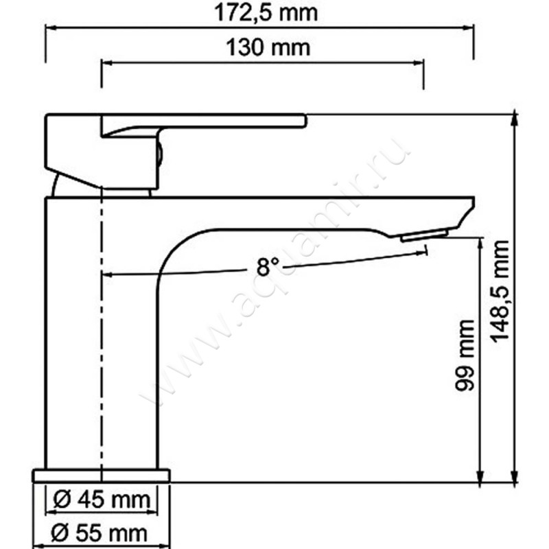 Смеситель для раковины Wasserkraft Elbe 7403 размеры