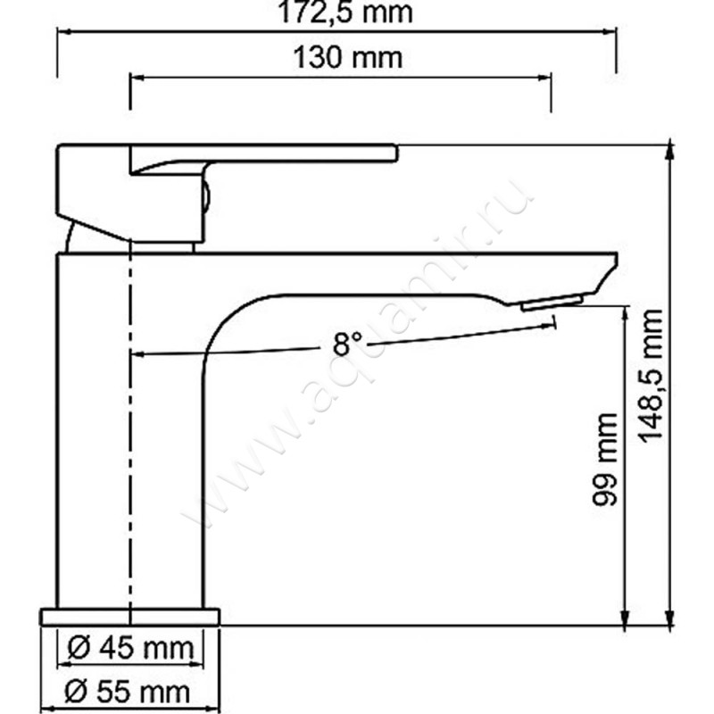 Смеситель для раковины Wasserkraft Mindel 8503 размеры