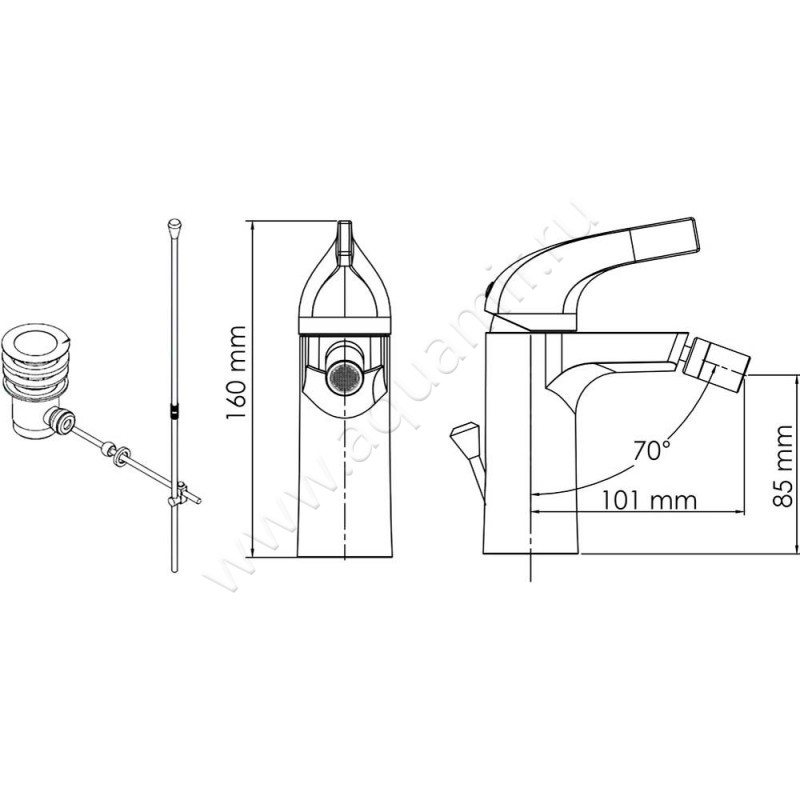 Смеситель для биде Wasserkraft Sauer 7106 размеры