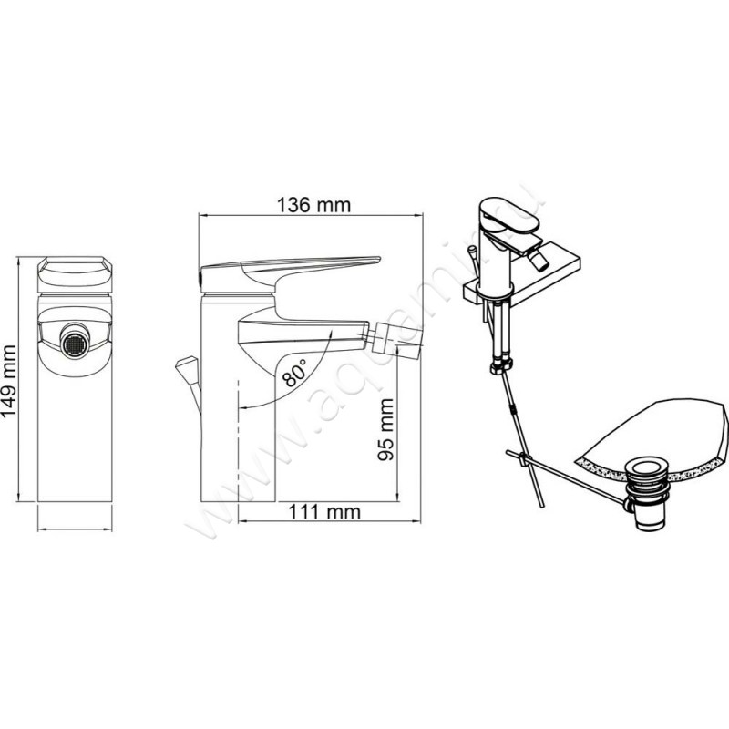 Смеситель для биде Wasserkraft Aisch 5506 размеры