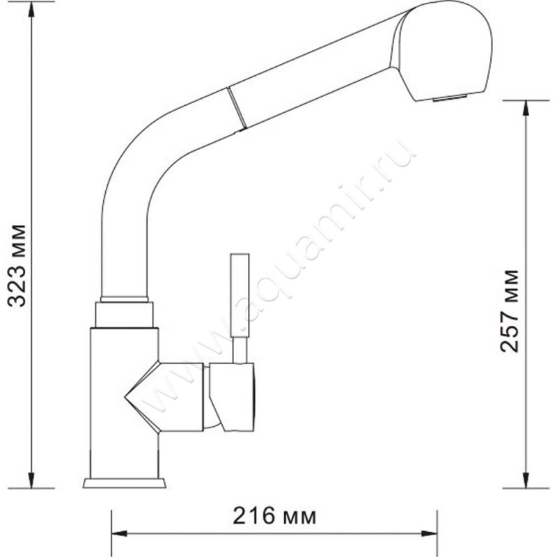 Смеситель для кухни Wasserkraft A8237 размеры