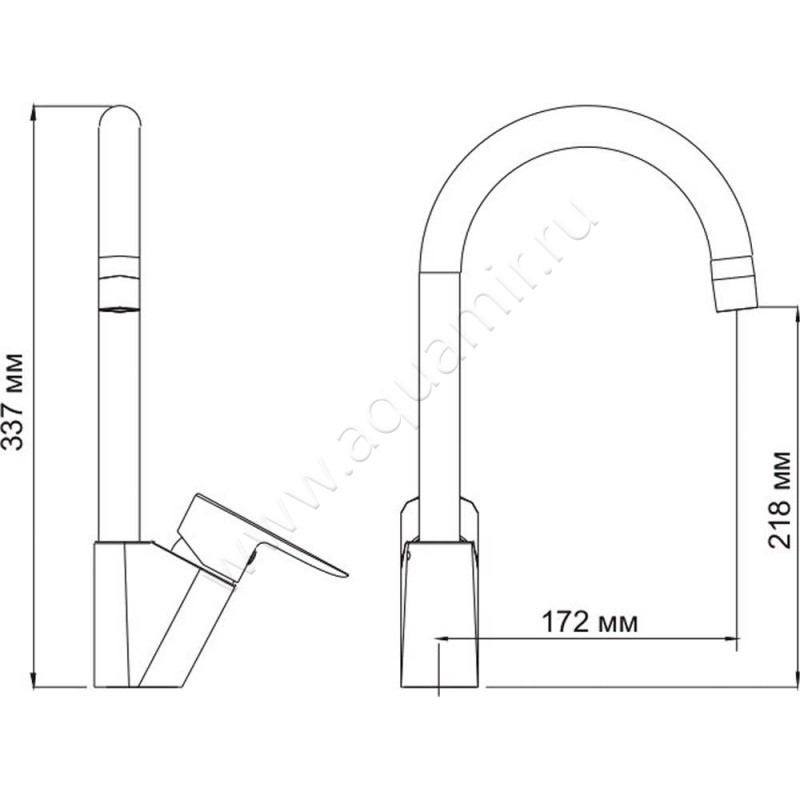 Смеситель для кухни Wasserkraft Leine 3507 размеры