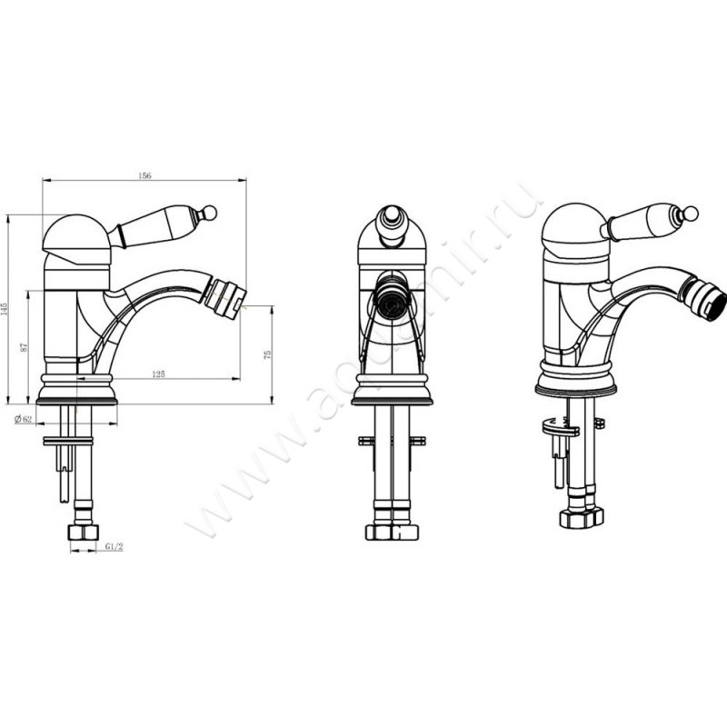 Смеситель для биде Boheme Brillante 346 размеры
