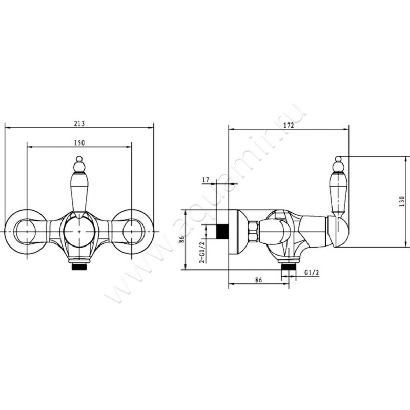 Смеситель для душа Boheme Brillante 344 размеры
