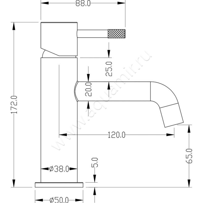 Смеситель для раковины Boheme Uno 461SGM размеры