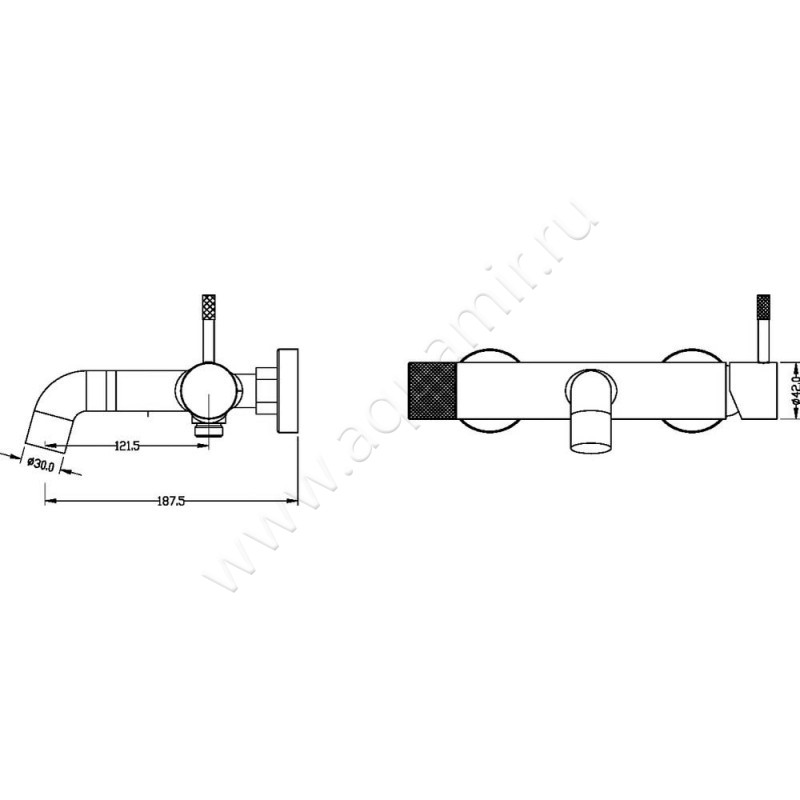 Смеситель для ванны Boheme Uno 463MW размеры