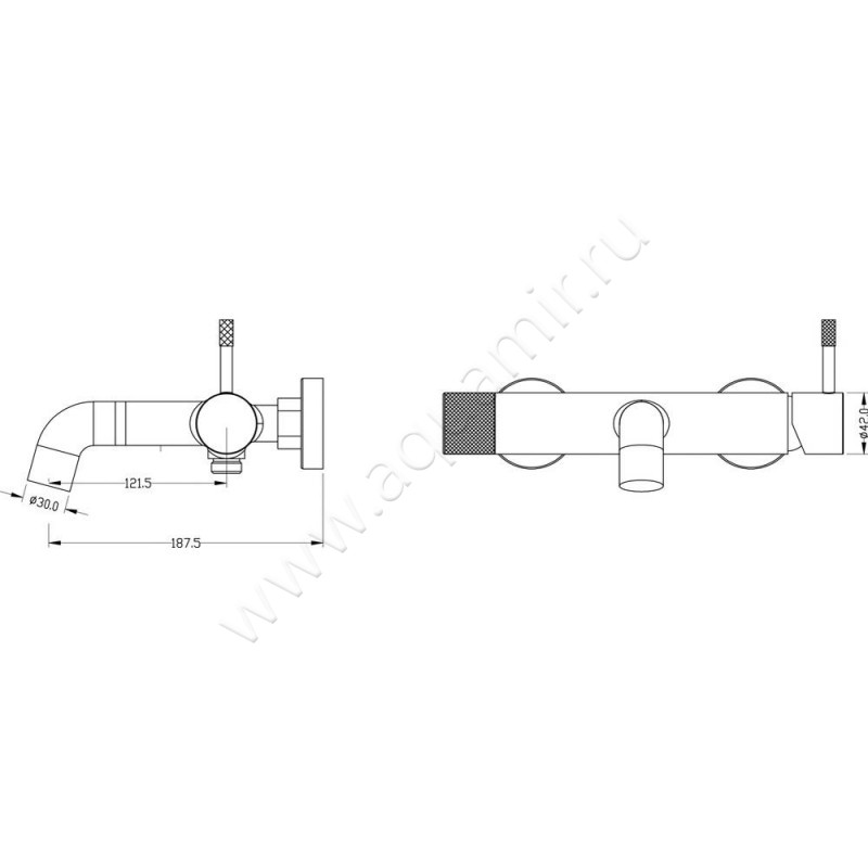 Смеситель для ванны Boheme Uno 463BCR размеры
