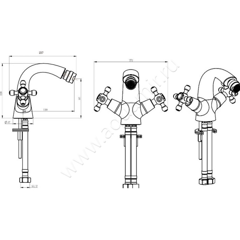 Смеситель для биде Boheme Medici 316 размеры