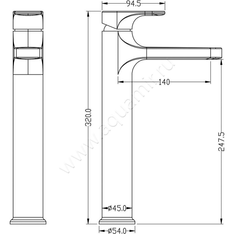 Смеситель для раковины Boheme Spectre 452GM размеры