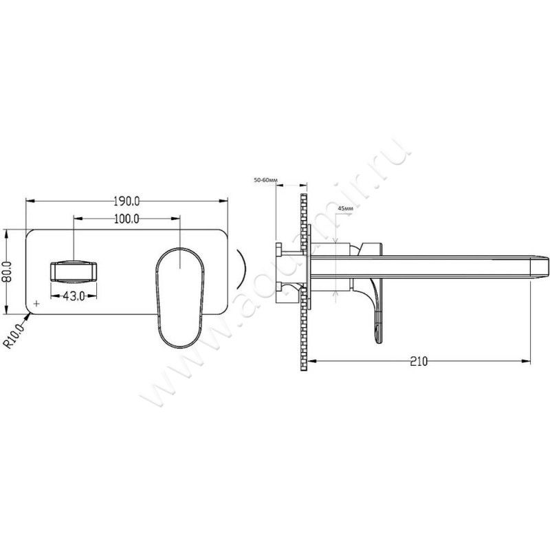 Смеситель для раковины Boheme Spectre 455BR размеры