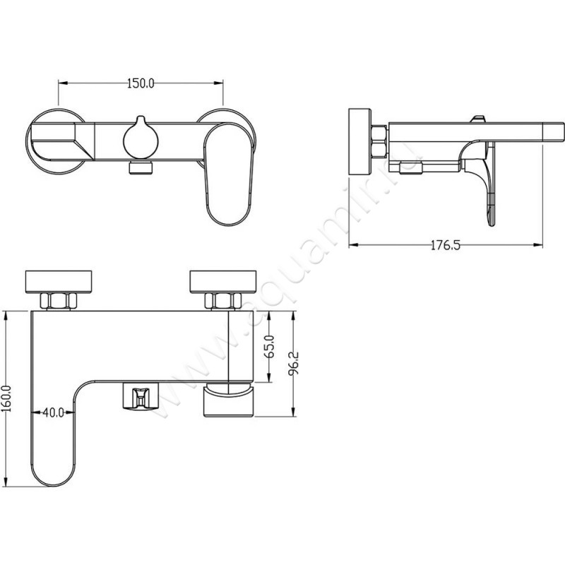 Смеситель для ванны Boheme Spectre 453MW размеры