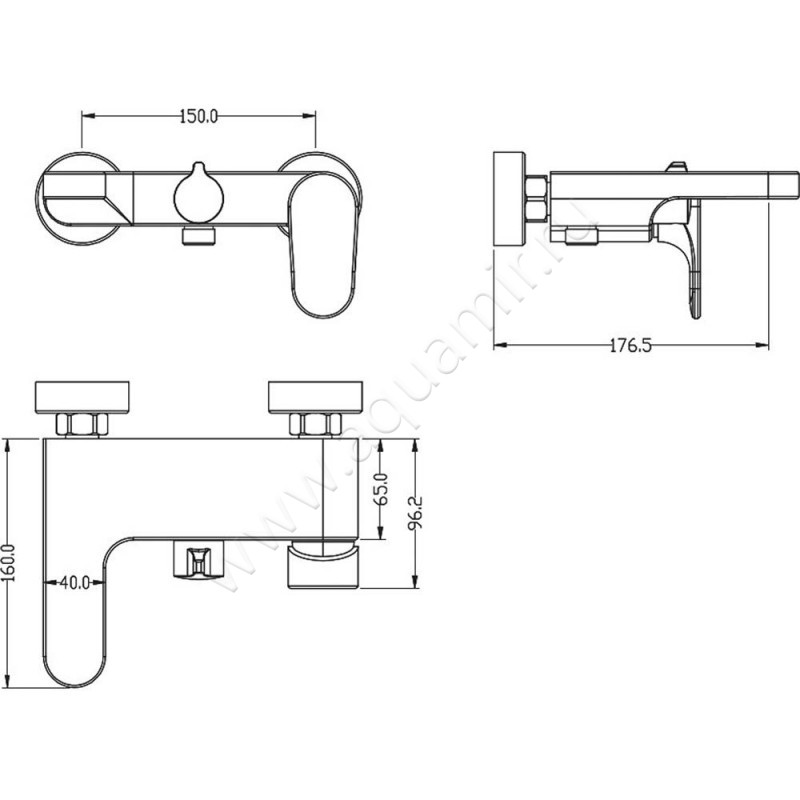 Смеситель для ванны Boheme Spectre 453B размеры