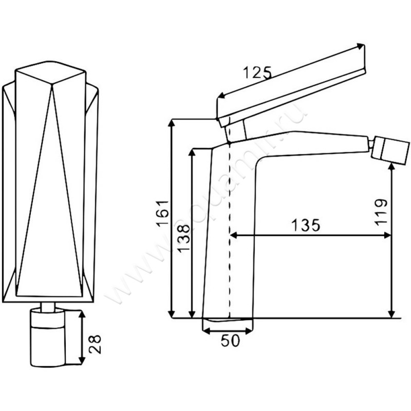 Смеситель для биде Boheme Venturo 376W размеры