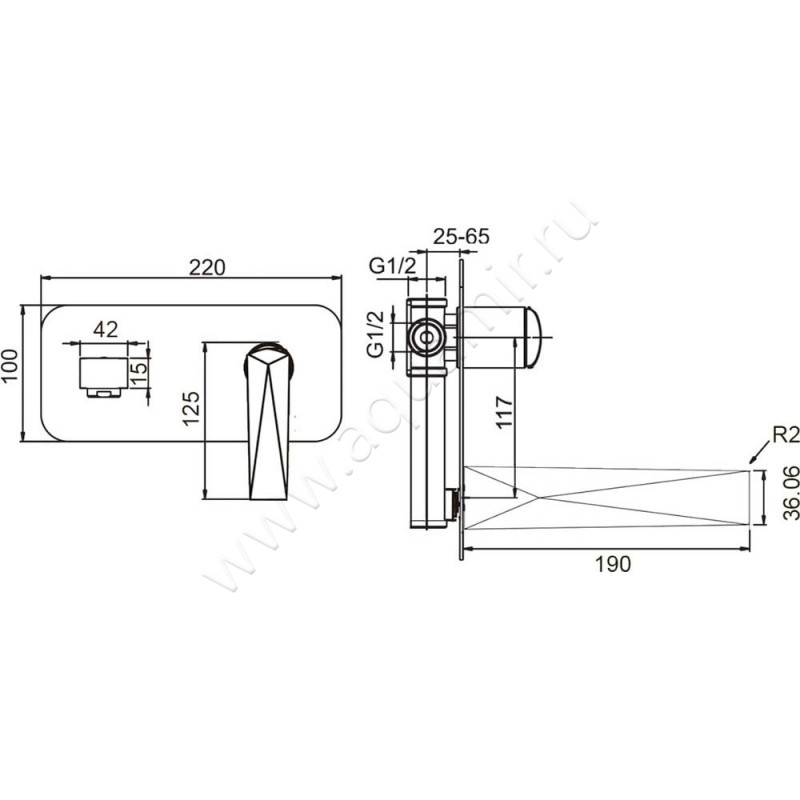 Смеситель для раковины Boheme Venturo 375SGM размеры