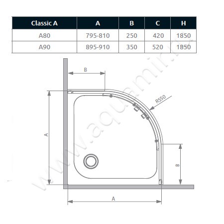 Душевой уголок Radaway Classic A 30010-01-01 размеры