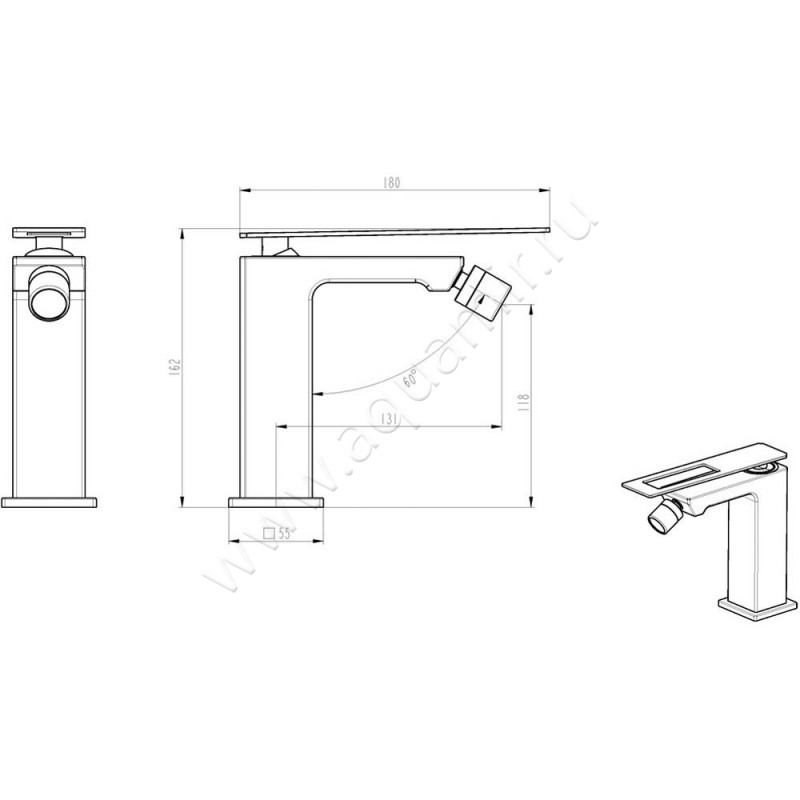 Смеситель для биде Boheme Q 146CRB размеры