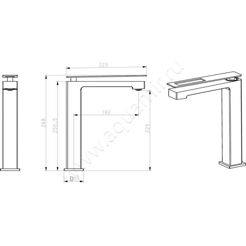 Смеситель для раковины Boheme Q 142GCR размеры