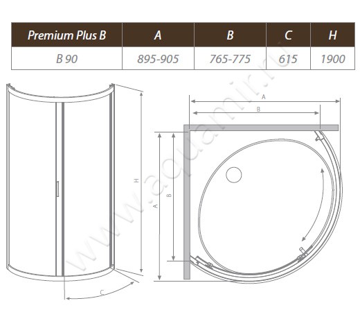 Душевой уголок Radaway Premium Plus B 30473-01-01N размеры