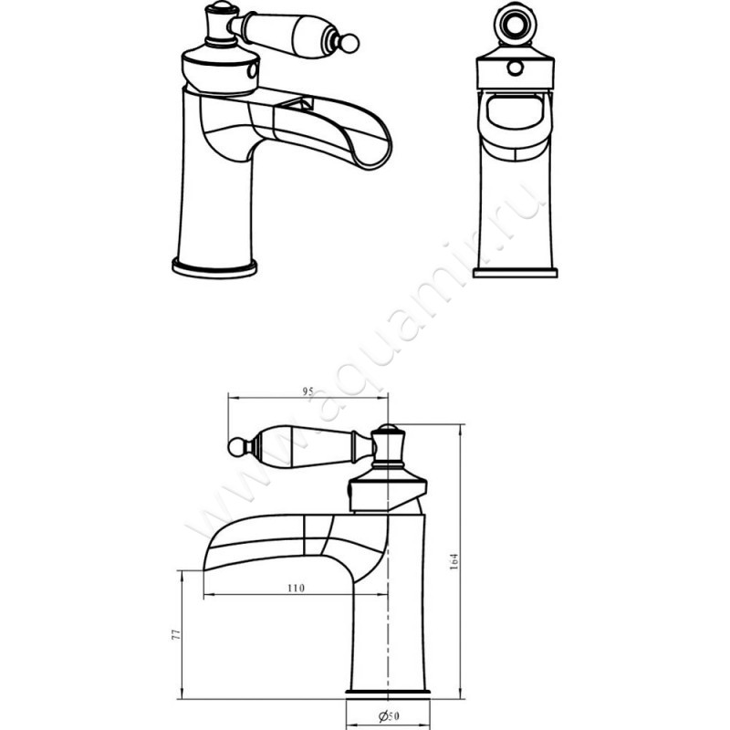 Смеситель для раковины Boheme Vogue 211 размеры