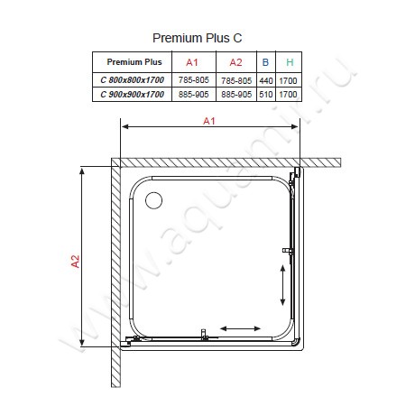 Душевой уголок Radaway Premium Plus C 1700 30461-01-01N размеры