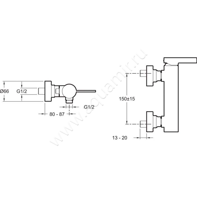 Смеситель для душа Jacob Delafon Stillness E127794CP размеры